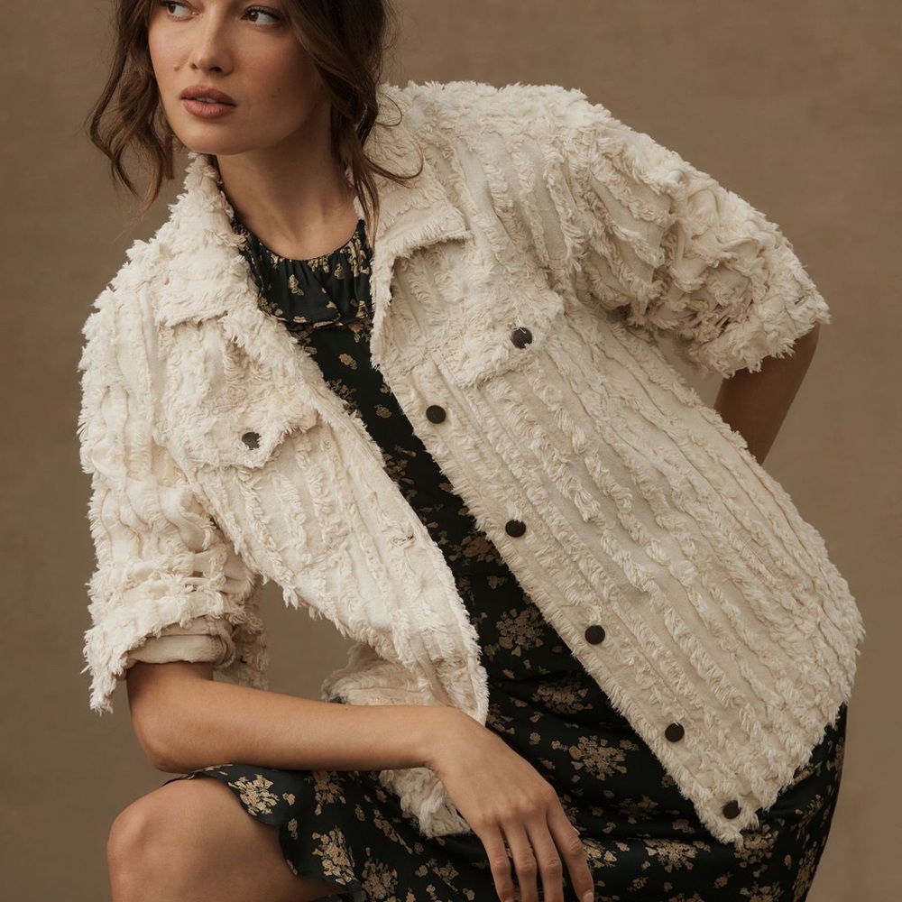 Pilcro Anthropologie fluffy corduroy trucker jacket